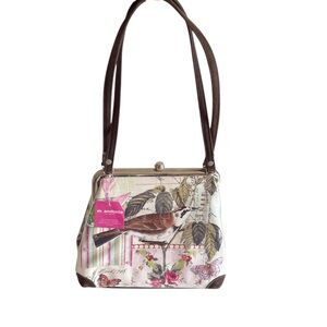 M. Adonia Bird Floral Kisslock Rockabilly Retro Style Shoulder Bag